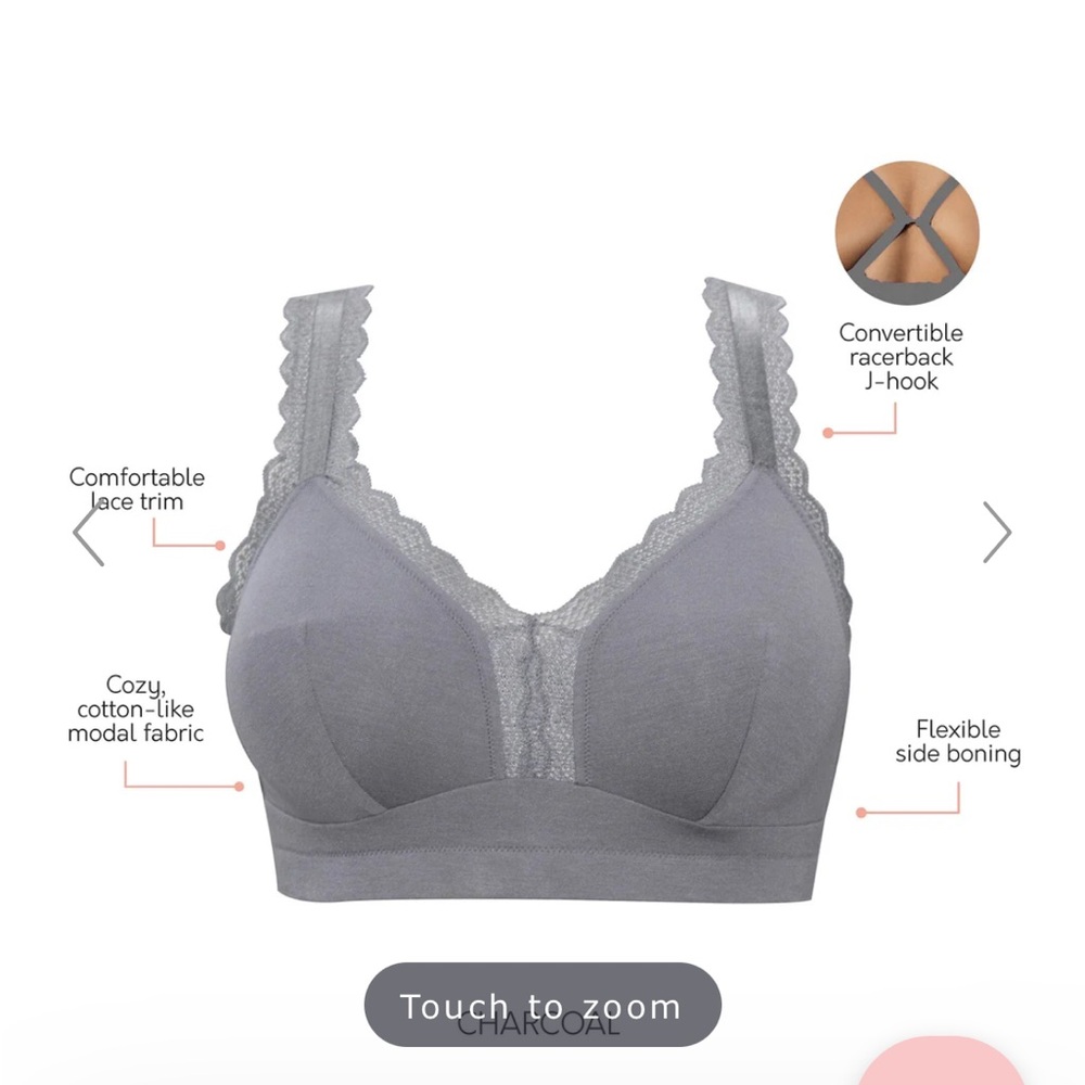 Parfait Lace-Trim Convertible Racerback Comfort Bra 34GG